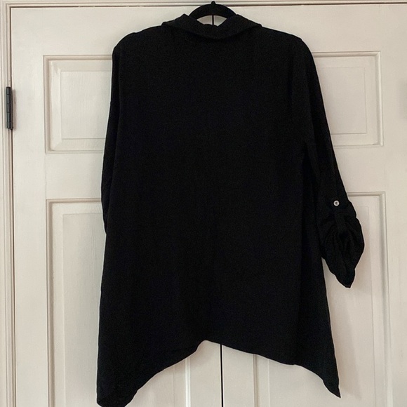 Soma Button Up Coverup‎ Tunic Roll Tab Long Sleeve Black Gauze Gauzy Size XL - Picture 8 of 8